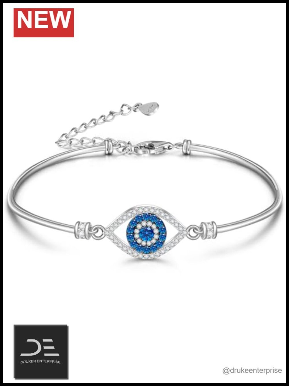 925 Sterling Silver Evil Eye Link Bracelet for Women